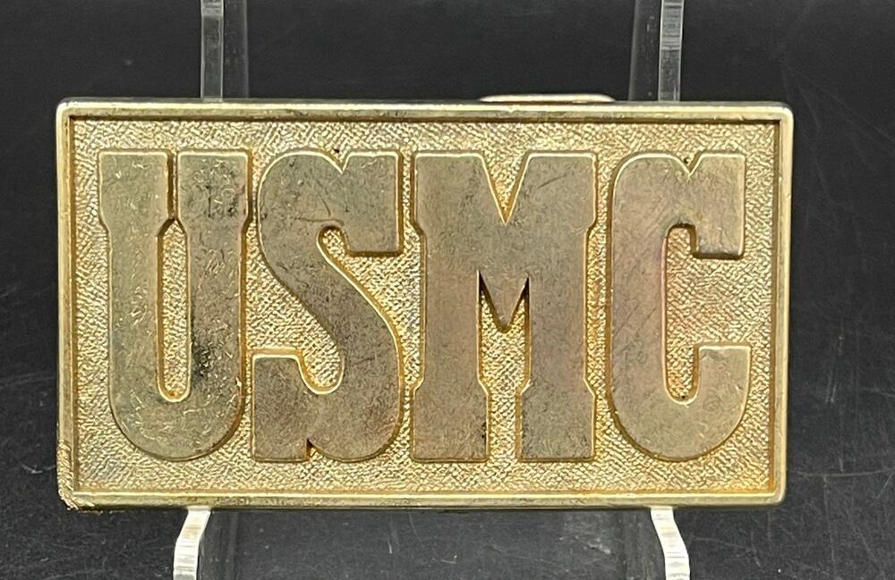 USMC Brass Belt Buckle US Marines Marine Corps Veteran Devil Dog 3.5" x 2"